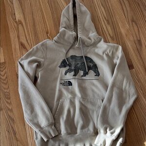 The North Face Beige Bear Graphic Men's Hoodie size MEDIUM
